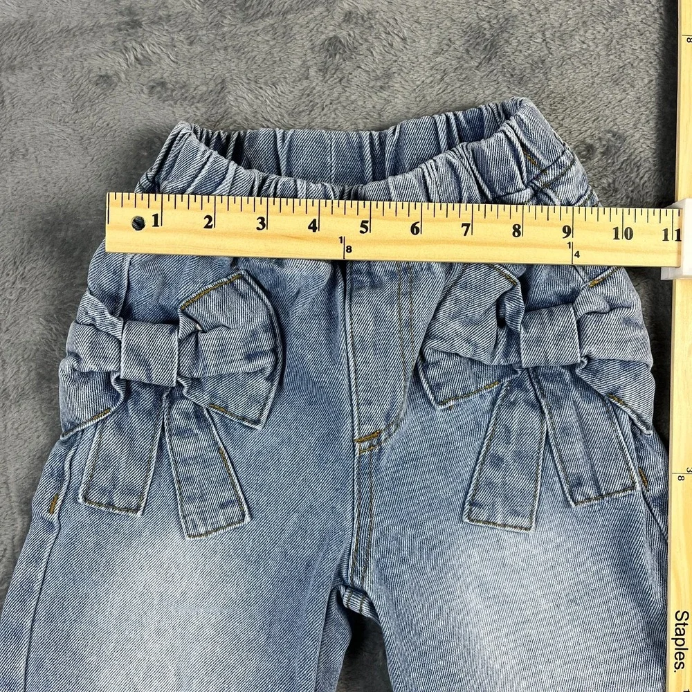 Shein T Shirt Jeans Outfit 4 Pc Set Girls 5Y Multi Bow Disney Princesses Graphic